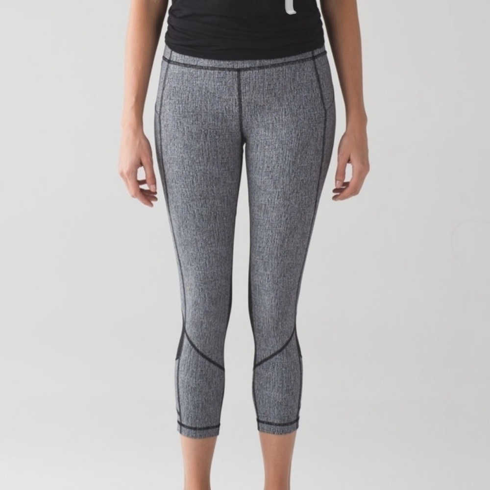 Lululemon Pace Rival Leggings 23” Cross Hatch Heather Black Like New Condition